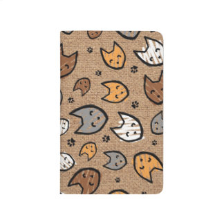 Carnet De Poche Motif coloré de chats et de pattes sur la toile de
