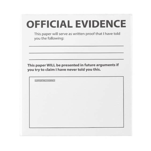 Carnet de preuves officielles drôle et original (Devant)