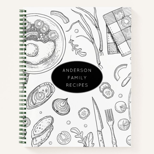 Carnet de recettes de dessin alimentaire personnal (Devant)