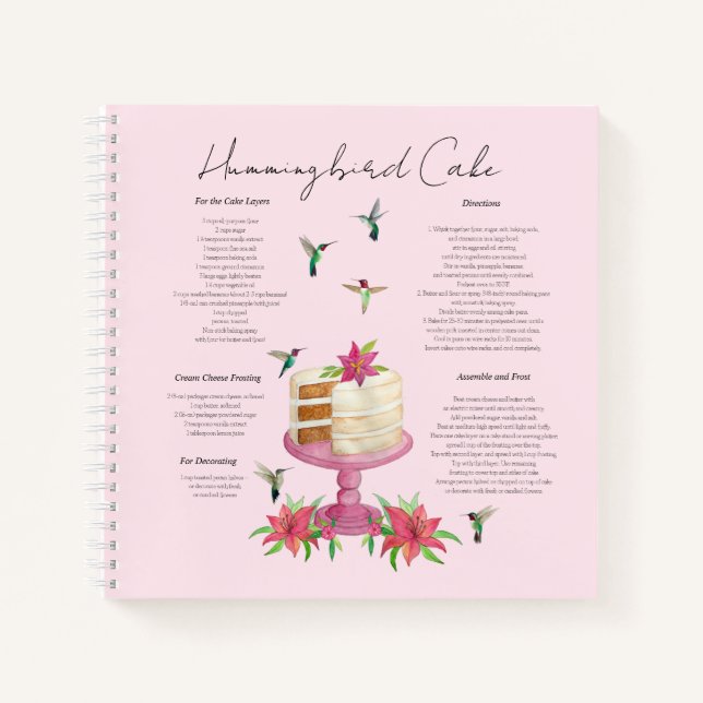Carnet de recettes de gâteau aux colibris (Devant)