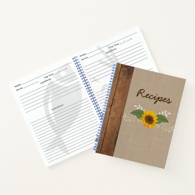 Carnet de recettes de tournesol d'automne rustique (Intérieur)