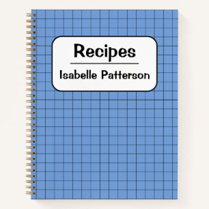 Carnet de recettes personnalisé à carreaux bleus r