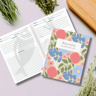 Carnet de recettes personnalisé aux fleurs préféré