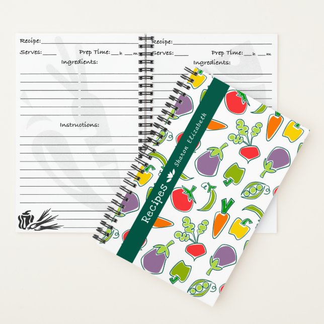 Carnet de recettes personnalisé Légumes de jardin (À l'intérieur)