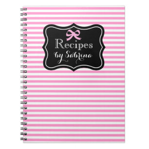 Carnet de recettes personnalisées   Bandes roses e