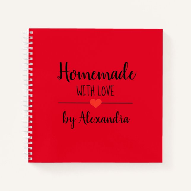 Carnet de recettes Red Homemade moderne avec recet (Devant)