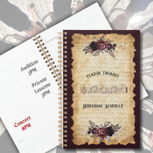 Carnet de répétition de trompette florale tendance