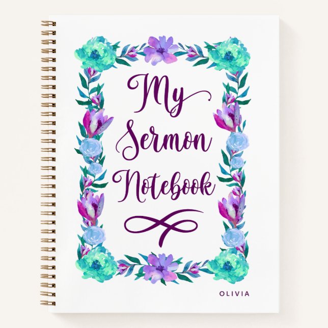 Carnet de sermon floral aquarelle (Devant)