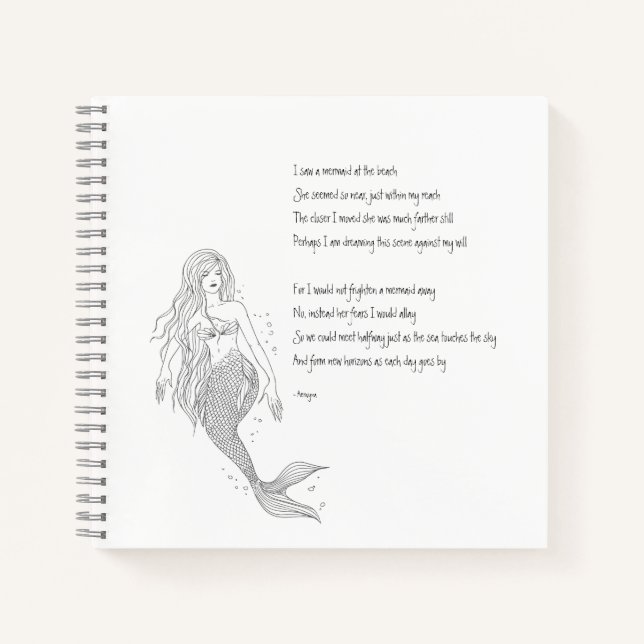 Carnet De Sirène "J'Ai Vu Une Sirène À La Plage" (Devant)