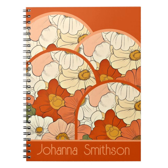 Carnet de spirale fleurie Orange Groove (Devant)