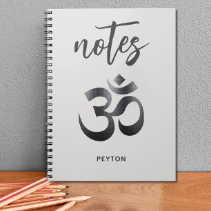 Carnet de symbole Om en métal texturé noir unique