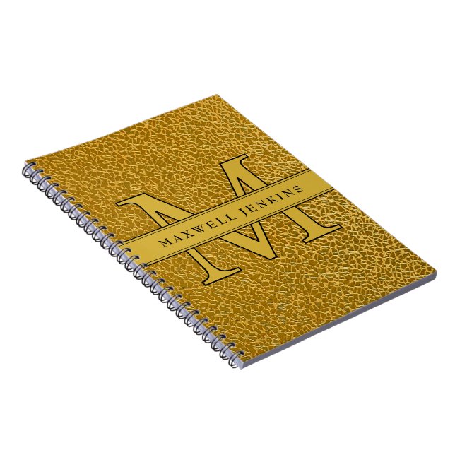 Carnet de texture or avec monogramme et nom (Côté Droit)