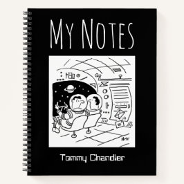 Carnet de thème de l'espace avec le nom du proprié