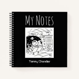 Carnet de thème de l'espace avec le nom du proprié