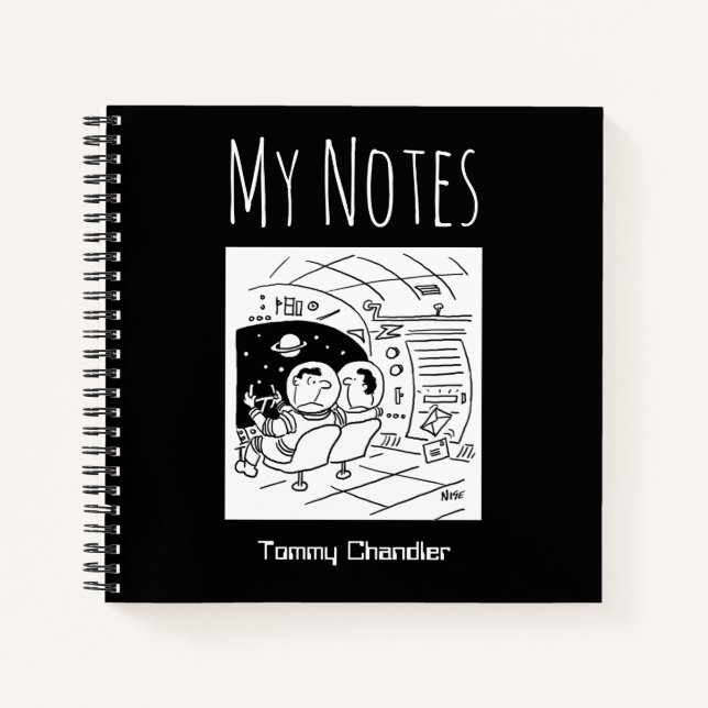 Carnet de thème de l&#x27;espace avec le nom du proprié (Devant)