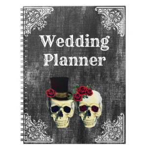 Carnet de wedding planner de crâne de jeune mariée