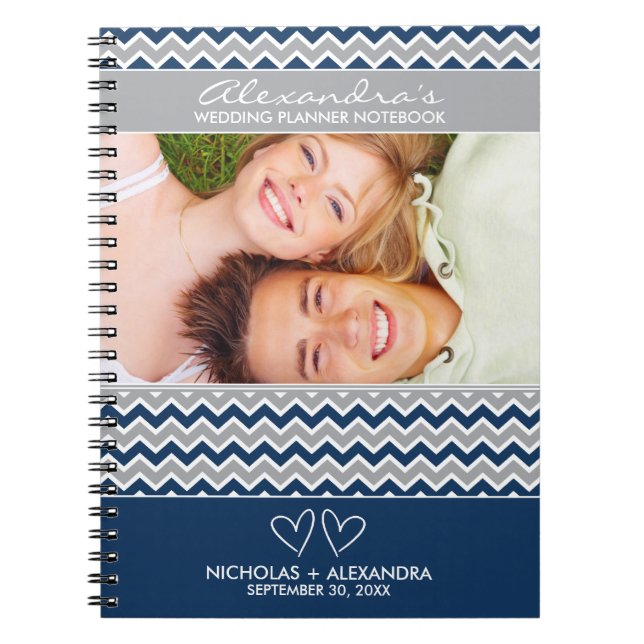 Carnet de wedding planner de motif de Chevron (Devant)