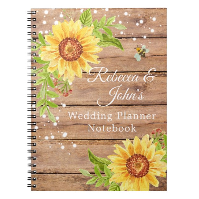 Carnet de Wedding planner de tournesol jaune rusti (Devant)