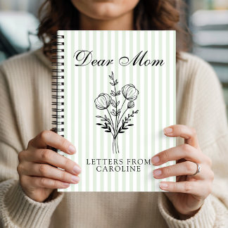 Carnet Dear Mom | Green Stripe Mom Gratitude Diary Custom