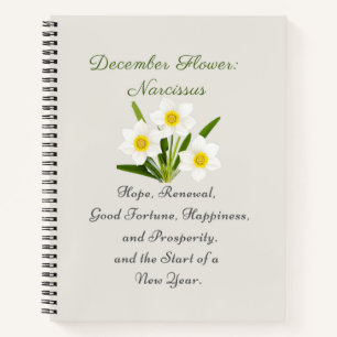 Carnet Décembre Mois de naissance Fleur Narcisse Élégant