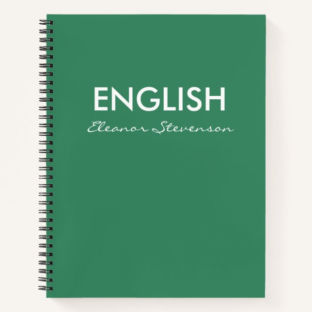 Carnet d'école Green Anglais personnalisé (Devant)