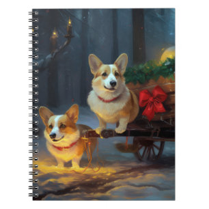 Carnet Décor de Noël Corgi Snowy Sleigh