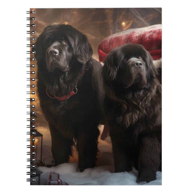 Carnet Décor de Noël de Terre-Neuve Snowy Sleigh (Devant)