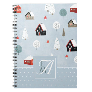 Carnet Décor monogramme scandinave Woodland d'hiver