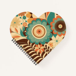 Carnet Décor vintage rétro brun floral beize vert