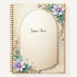 Carnet Decorative Floral Frame with Pearls Notebook