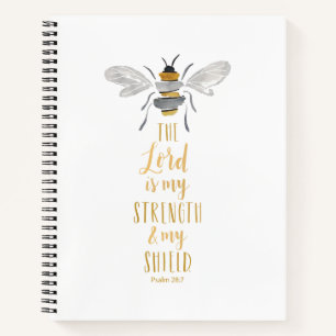 Carnet d'écriture avec aquarelle Bee. Psaume 28:7