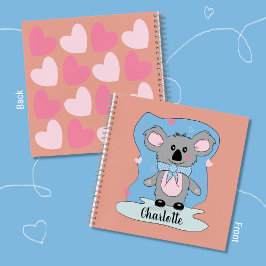 Carnet d'écriture pour enfants Koala et Hearts
