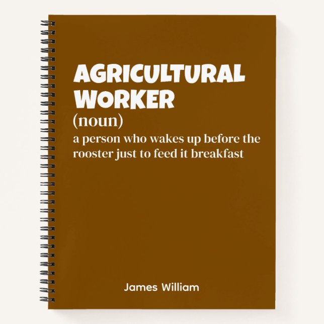 Carnet Définition amusante du travailleur agricole (Devant)