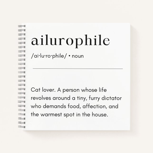 Carnet Définition de l'ilurophile - Amoureux des chats (Devant)