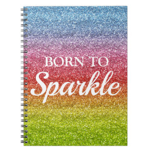 Carnet Dégradé arc-en-ciel scintillant Paillettes Née pou