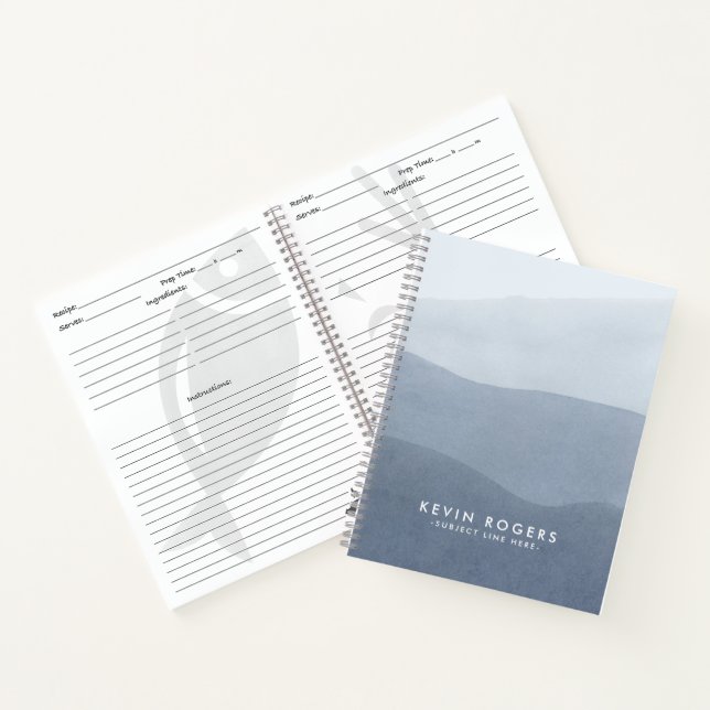 Carnet Dégradé Gris & Blanc Moderne Design Tranquille (Intérieur)