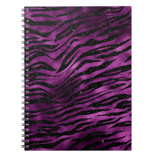 Carnet Dégradé violet et noir, rayures de tigre pailletée