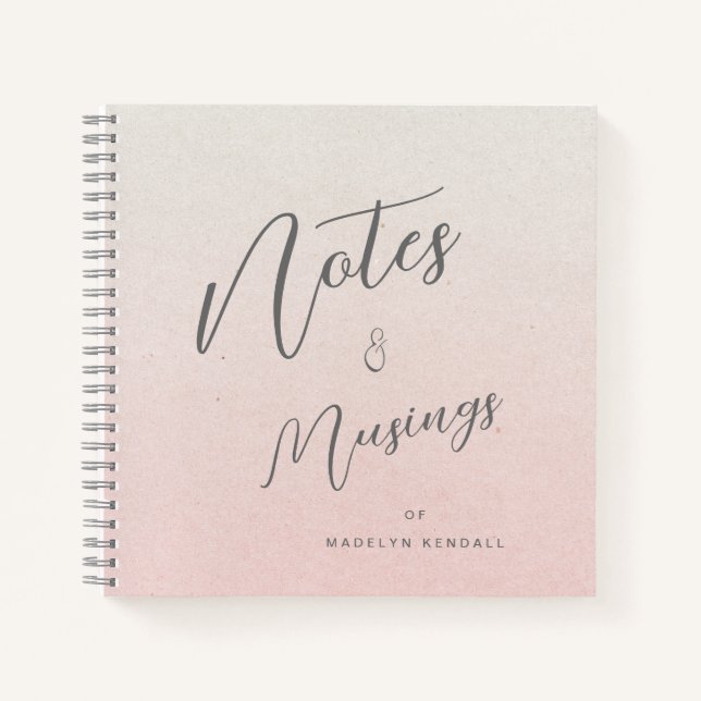 Carnet Délicat dégradé de rose écriture personnalisée (Devant)