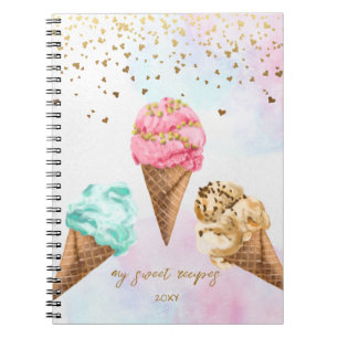 Carnet Délicieuse crème glacée Gold Parties scintillant f