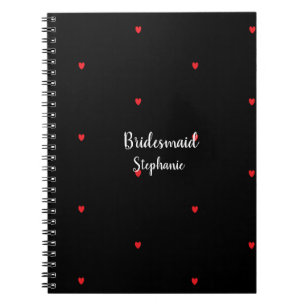 Carnet Demoiselle d'honneur Cadeau de mariage Cœurs rouge
