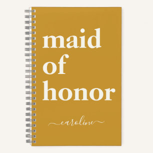 Carnet Demoiselle d'honneur Cadeau de mariage jaune perso