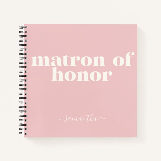 Carnet Demoiselle d'honneur Simple Moderne Rose Pâle (Devant)