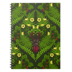Carnet Dendroctones et fougères, feuilles verts