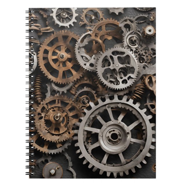 Carnet d'engrenages Steampunk - Vintage industriel (Devant)