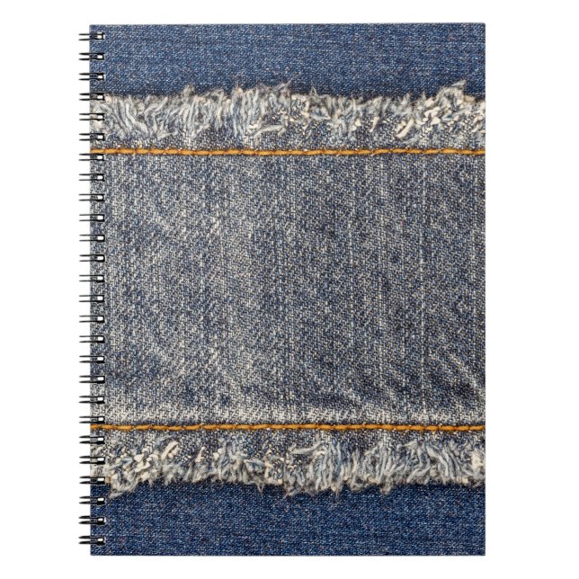 Carnet Denim Blue Jeans : Décontracté Double Patch (Devant)