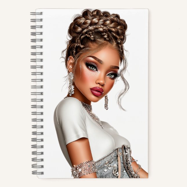 Carnet  Denim Corset Glam Girl Spiral Notebook (Recto)