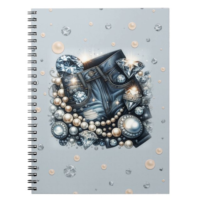 Carnet Denim Diamants & Perles Jeans Bling (Devant)