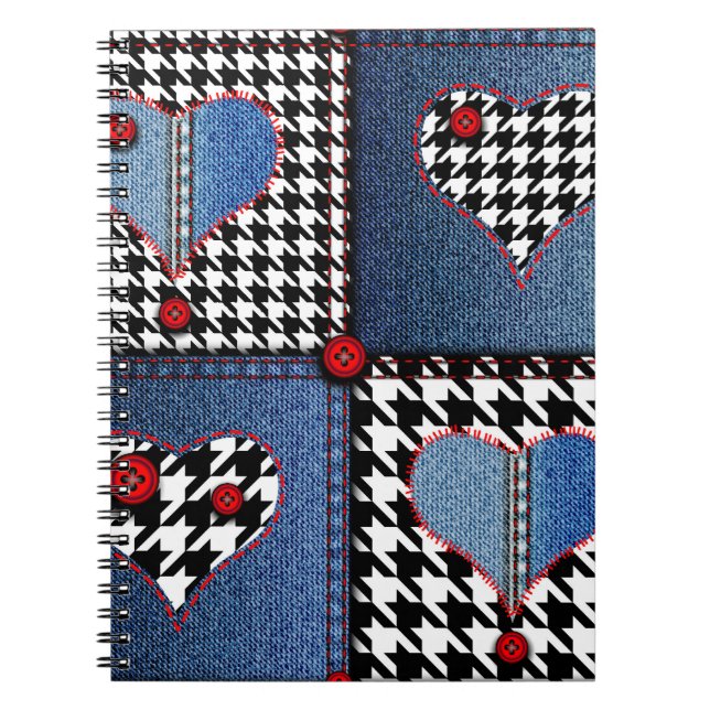 Carnet Denim Patchwork : Motif en tissu transparent (Devant)