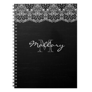 Carnet Dentelle blanche en noir