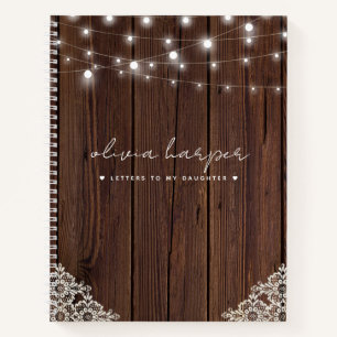 Carnet Dentelle de bois rustique éclaire les lettres à ma